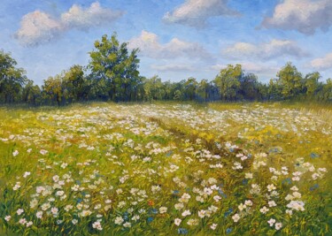 Painting titled "Sommer Landschaft 1…" by Olga Hanns (O. Hanns), Original Artwork, Oil