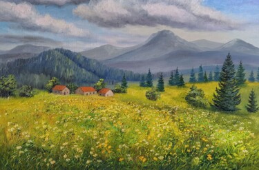 Painting titled "Berglandschaft 12.22" by Olga Hanns (O. Hanns), Original Artwork, Oil