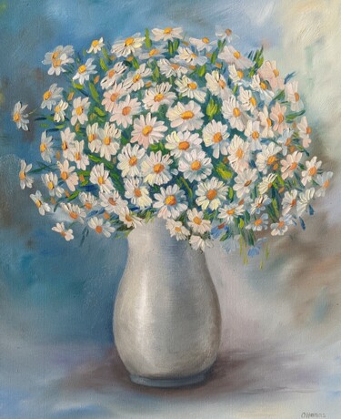 Malerei mit dem Titel "Kamille Blumen 1.23" von Olga Hanns (O. Hanns), Original-Kunstwerk, Öl