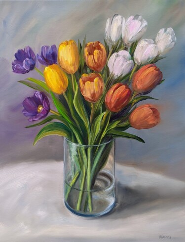 Peinture intitulée "Tulpen 2.23" par Olga Hanns (O. Hanns), Œuvre d'art originale, Huile