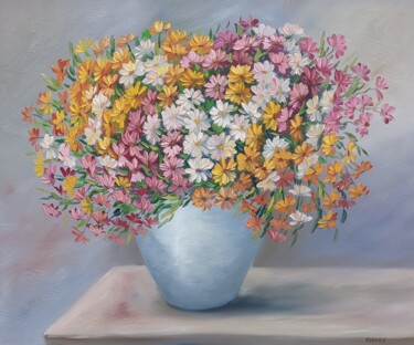 Malarstwo zatytułowany „Sommer Blumenstrauß…” autorstwa Olga Hanns (O. Hanns), Oryginalna praca, Olej