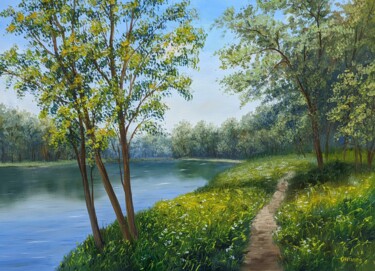 Pintura intitulada "Sommer Landschaft a…" por Olga Hanns (O. Hanns), Obras de arte originais, Óleo