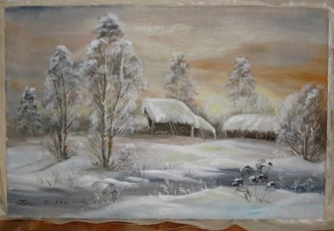 Картина под названием "зимний вечер" - Ohra, Подлинное произведение искусства, Другой