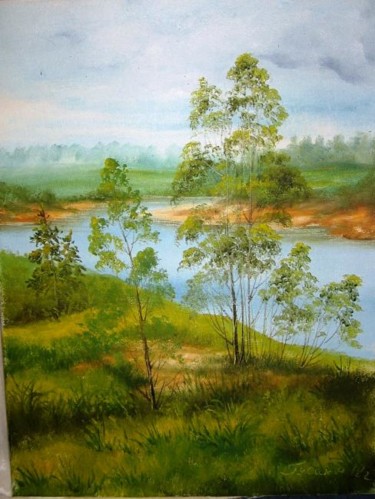 Картина под названием "молодые деревца" - Ohra, Подлинное произведение искусства, Масло