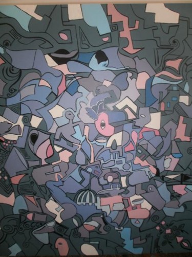 Pintura titulada "Casas con luz de lu…" por Oscar Ianni, Obra de arte original, Oleo