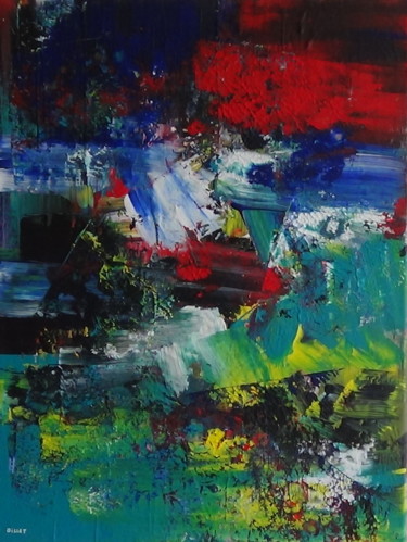 Peinture intitulée "Déflagration en vert" par Jean Oillet, Œuvre d'art originale, Acrylique