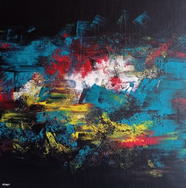 Peinture intitulée "nuit turquoise 1" par Jean Oillet, Œuvre d'art originale, Acrylique