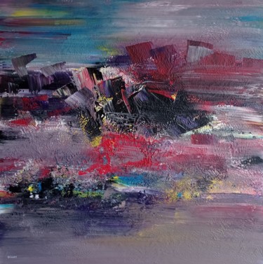 Peinture intitulée "monts rouges" par Jean Oillet, Œuvre d'art originale, Acrylique