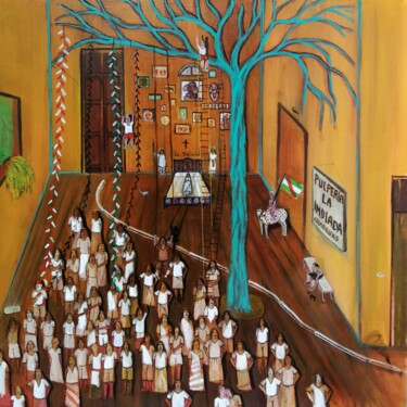 Peinture intitulée "La Malinche." par Fernando Cometto, Œuvre d'art originale, Huile Monté sur Châssis en bois