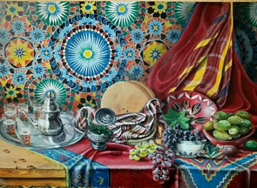 Painting titled "tableau traditionnel" by Mohamed Oirdi, Original Artwork, Acrylic