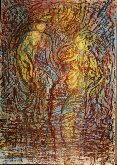 Ζωγραφική με τίτλο "купальщецы" από Oksana Prudnikova, Αυθεντικά έργα τέχνης, Ακουαρέλα
