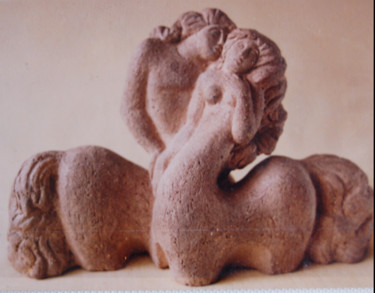 Sculpture titled "кентавры" by Oksana Prudnikova, Original Artwork, Clay