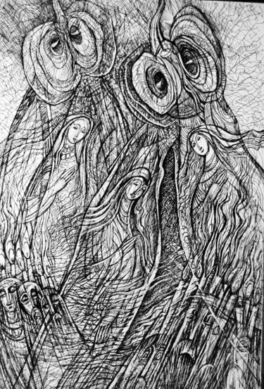 Dibujo titulada "мотылек" por Oksana Prudnikova, Obra de arte original, Pluma de gel