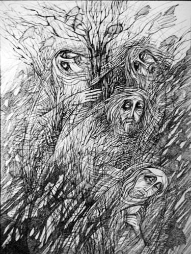 "слепые" başlıklı Resim Oksana Prudnikova tarafından, Orijinal sanat, Jel kalem