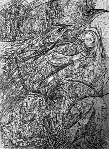 Dibujo titulada "люди не літають" por Oksana Prudnikova, Obra de arte original, Fotografía digital
