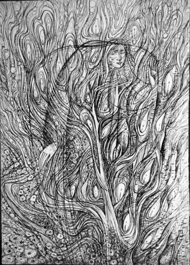 Рисунок под названием "народження всесвіту…" - Oksana Prudnikova, Подлинное произведение искусства, Гелевая ручка