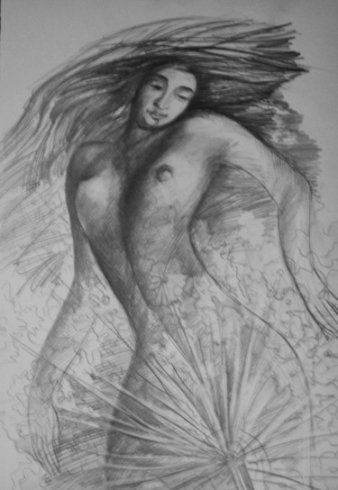 Drawing titled "лето_к" by Oksana Prudnikova, Original Artwork, Pencil