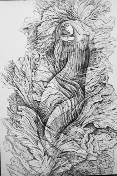 Рисунок под названием "осень_г" - Oksana Prudnikova, Подлинное произведение искусства, Гелевая ручка