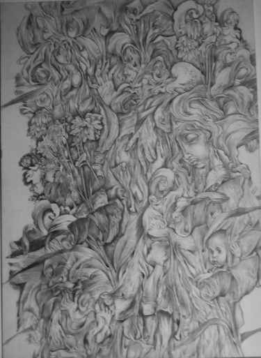 Dibujo titulada "людина і природа" por Oksana Prudnikova, Obra de arte original, Lápiz