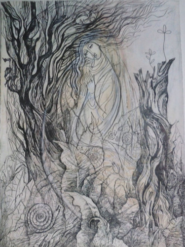 Рисунок под названием "мудрість_1" - Oksana Prudnikova, Подлинное произведение искусства, Гелевая ручка