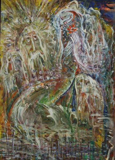 Painting titled "квітка папороті" by Oksana Prudnikova, Original Artwork, Gouache