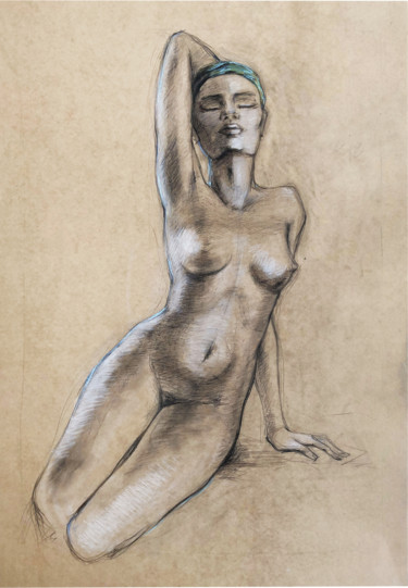 Drawing titled "Обнаженная модель" by Tatiana Okisheva, Original Artwork, Pencil