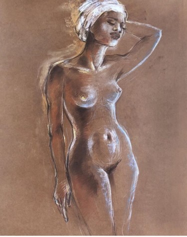 Drawing titled "Обнаженная модель" by Tatiana Okisheva, Original Artwork, Pastel