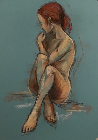 Drawing titled "Обнаженная модель" by Tatiana Okisheva, Original Artwork, Pastel