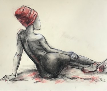 Drawing titled "Обнаженная афро." by Tatiana Okisheva, Original Artwork, Pastel