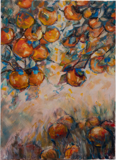 Malarstwo zatytułowany „Sicilian oranges” autorstwa Ok, Oryginalna praca, Olej Zamontowany na Drewniana rama noszy