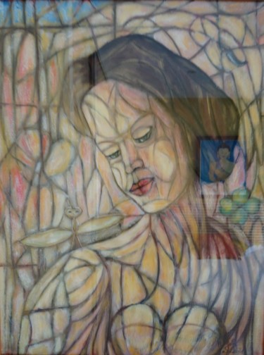 Painting titled "Maman" by Pulsart, Original Artwork, Pastel