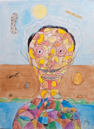 Картина под названием "Dali ça fume" - Pulsart, Подлинное произведение искусства, Акрил Установлен на Деревянная рама для но…