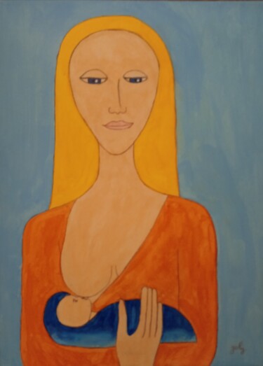 Painting titled "MARIE DONNE LA TETEE" by Pulsart, Original Artwork, Acrylic Mounted on Wood Stretcher frame