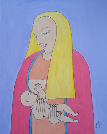 Pintura titulada "MARIE ALLAITE SON N…" por Pulsart, Obra de arte original, Acrílico Montado en Bastidor de camilla de madera
