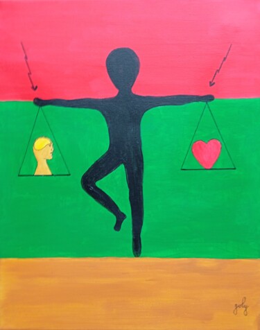 Painting titled "EQUILIBRISTE" by Pulsart, Original Artwork, Acrylic Mounted on Wood Stretcher frame