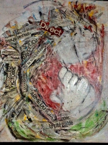 Painting titled "Direct" by Okio, Original Artwork, Acrylic Mounted on Wood Stretcher frame