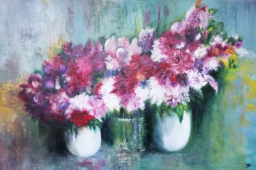 Картина под названием "Three vases" - Olga Krivcun, Подлинное произведение искусства, Масло