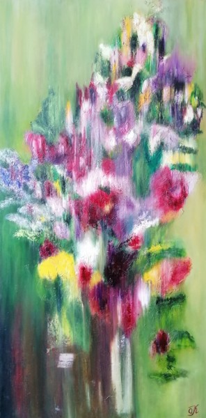 Картина под названием "Summer bouquet" - Olga Krivcun, Подлинное произведение искусства, Масло