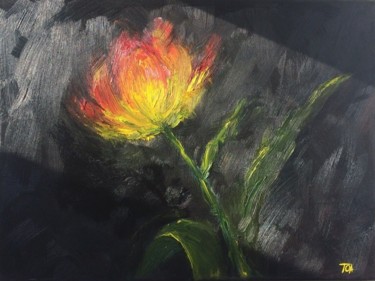 Картина под названием "В темноте" - Оксана Терехова, Подлинное произведение искусства, Масло Установлен на Деревянная рама д…