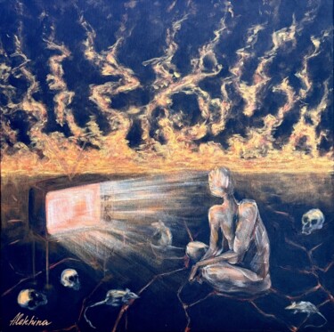Peinture intitulée "Adept TV final" par Oksana Alekhina, Œuvre d'art originale, Acrylique