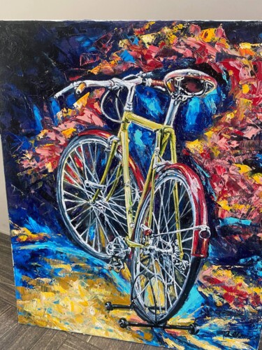 Pintura titulada "Велосипед" por Oksana Almiz, Obra de arte original, Oleo Montado en Bastidor de camilla de madera