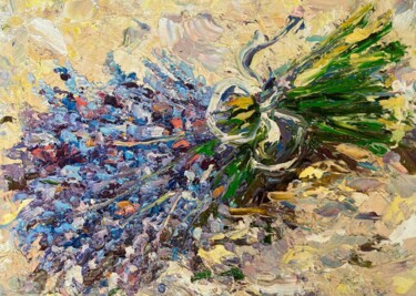 Peinture intitulée "Букет лаванды" par Oksana Almiz, Œuvre d'art originale, Huile Monté sur Carton
