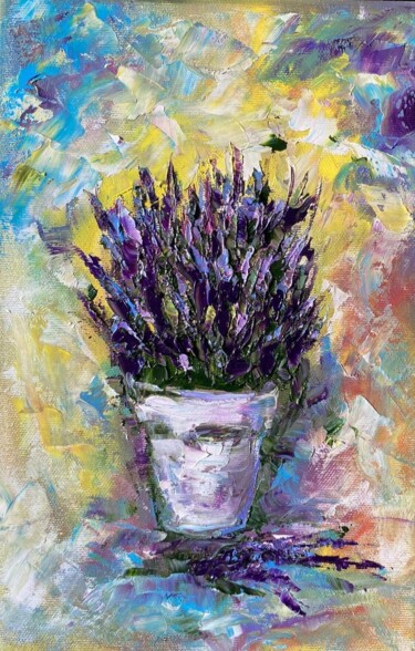 Peinture intitulée ""Лаванда" букет цве…" par Oksana Almiz, Œuvre d'art originale, Acrylique