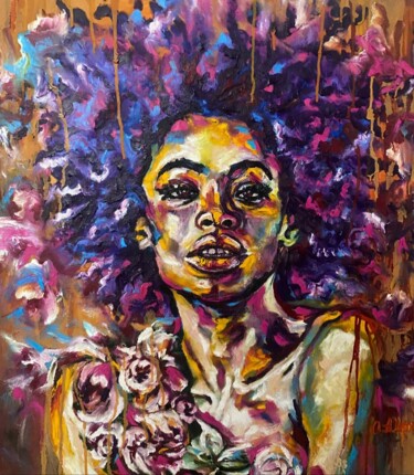 Картина под названием "Картина маслом афри…" - Oksana Almiz, Подлинное произведение искусства, Масло