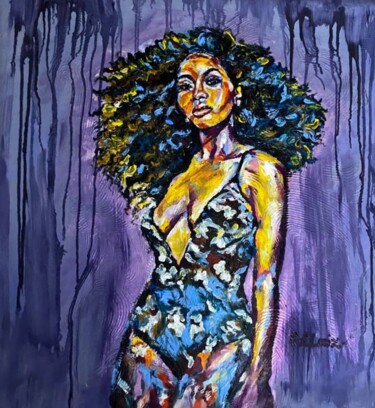 Malerei mit dem Titel "Sexy African Woman…" von Oksana Almiz, Original-Kunstwerk, Öl