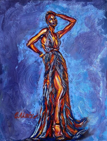 Painting titled "Супер модель африка…" by Oksana Almiz, Original Artwork, Oil