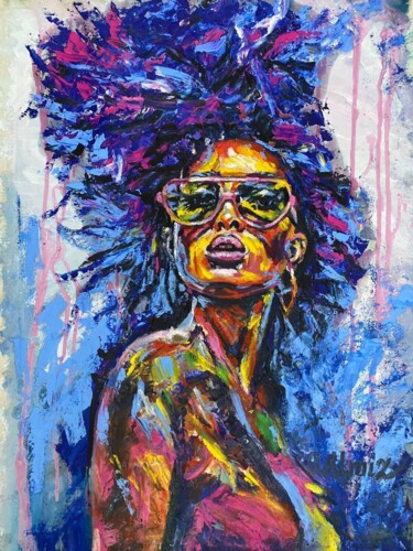 Malerei mit dem Titel "African hairstyles" von Oksana Almiz, Original-Kunstwerk, Öl