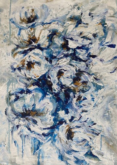 Malerei mit dem Titel "Blue bloom" von Oksana Almiz, Original-Kunstwerk, Acryl