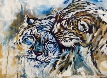 Картина под названием "Tiger love" - Oksana Almiz, Подлинное произведение искусства, Акрил