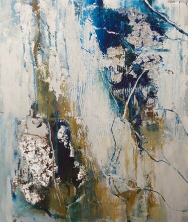 Pintura intitulada "Blue white abstract" por Oksana Almiz, Obras de arte originais, Acrílico